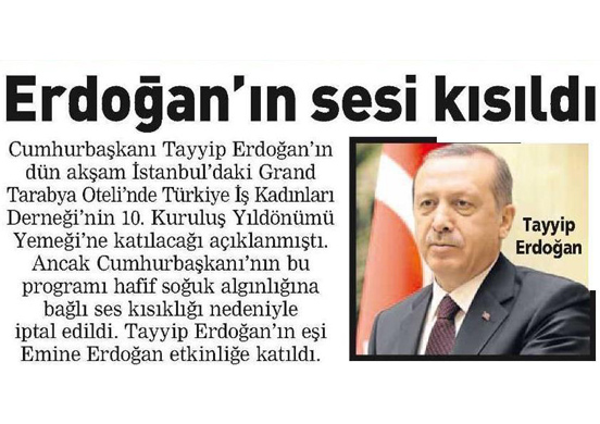 Erdoğan'ın sesi kısıldı