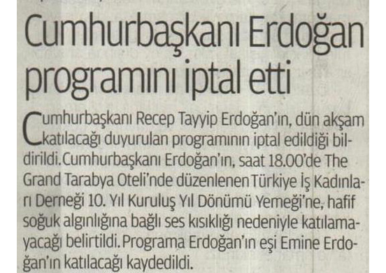 Cumhurbaşkanı Erdoğan programını iptal etti