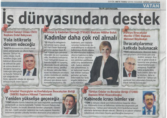 İş dünyasından destek