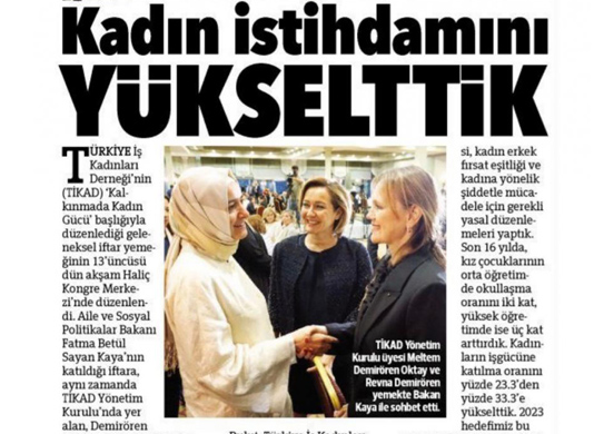 Kadın istihdamını yükselttik