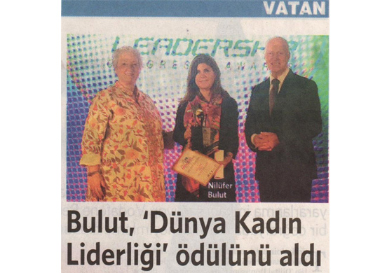 Bulut,'Dünya Kadın Liderleği' ödülünü aldı