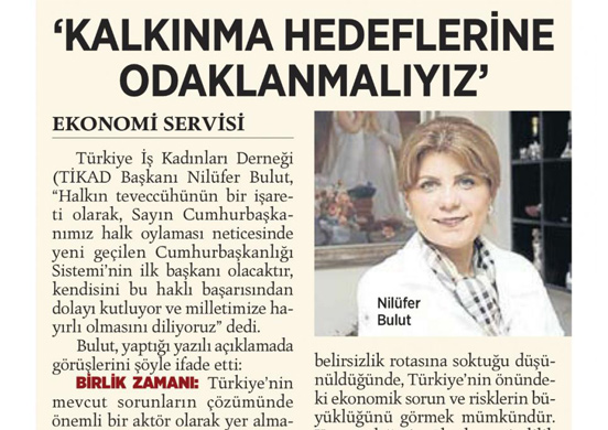 KALKINMA HEDEFLERİNE ODAKLANMALIYIZ